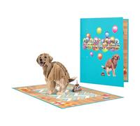 Wasise Labrador Birthday Card - 3D Golden Retriever Pop-Up Birthday Card,Fun Dog Cards with Balloons and Cake,Pop-Up Golden Retriever Greeting Cards for Dog Lover Husband Brother Mum Dad Son Men Women