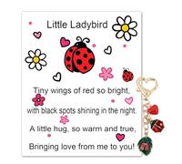 Wasise Ladybird Keyring - Ladybird Gifts, Pocket Ladybug and Cards, Thoughtful Gifts for Friends, Ladies Keyring, Tiny Gift for Women, Cute Accessories to Kids and Adults