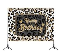Wasise Leopard Print Birthday Decorations - Cheetah Print Party Backdrop, Custom Backdrop Personalized, Leopard Wall Decor, Gold Glitter Party Supplies for Adult, Birthday Photo Booth Prom Props