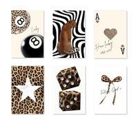 Wasise Leopard Print Room Decor - 6PCS Cheetah Print Room Decor, Unframed Canvas Aesthetic Wall Art Posters, Y2K Funky Decoration, Cheetah Prints Wall Decoration for Bedroom Living Room Bar Cafe (B)