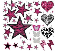 Wasise Leopard Print Stickers - 100PCS Y2k Room Decor, Leopard Room Decor, Star Wall Decals, DIY Cheetah Print Stickers, Y2k Stickers, Cheetah Print Bedroom Decorations, 2000s Sticker for Study