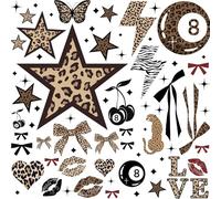 Wasise Leopard Print Stickers - 100PCS Y2k Room Decor, Leopard Room Decor, Star Wall Decals, DIY Cheetah Print Stickers, Y2k Stickers, Cheetah Print Bedroom Decorations, 2000s Sticker for Study
