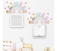 Wasise Light Switch Sticker - 2PCS Rainbow Animal Light Switch Stickers, Safari Nursery Decor,Safari Nursery Decoration with Elephants Giraffes,PVC Animal Nursery Jungle Stickers for Baby Room Decor