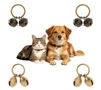 Wasise Loud Dog Cat Collar Bells Set - 4PCS Copper Iron 18 22mm Vintage Small bell, Pet Tracker, Pets Collar Pendant Bells, Training Pets Pendant, Small Puppy Tracking Security Accessory with Key Ring