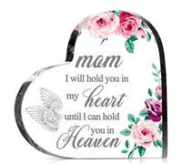 Wasise Mother's Day Graveside Gifts - Funeral Memorial Gift for Loss of Mother, In Loving Memory Gifts, Heart Acrylic Rest in Peace Memorial Decoration, Mother's Day Gift for Mom, Desktop Decoration