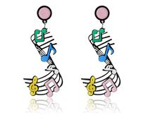 Wasise Music Earrings - Music Note Earrings, Acrylic Punk Rock Jewellery, Cute Pretty Earring, Funny Dangle Boho Vintage Earring, Quirky Jewellery for Women, Neon Pink Jewelleryf for Singger Lovers