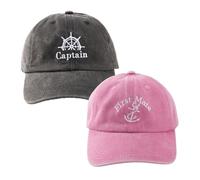 Wasise Nautical Hat - 2PCS Captain Hat, Baseball Cap, Adjustable Couple Hats, Nautical Gifts for Men, Captains Hats, Boat Accessories Marine, Summer Cap, Embroidered Boat Gifts for Men Women Sailors