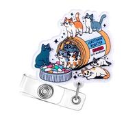 Wasise Nurse Badge Reel - Retractable Badge Reel, Funny Nurse Cats Mom Lovers Clip, Lanyard for Nurses, Holder Happy Pills Booster,Cute Office Accessories Gifts for Medical Worker Vet Tech Pharmacist