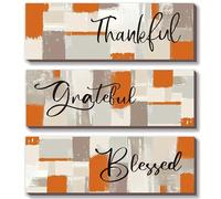Wasise Orange Bedroom Accessories - Orange Wall Decor, Orange Wall Art, Premium Solid Wood Grateful Thankful Blessed Signs, Preppy Room Decor, Boho Walls Art for Living Room Bedroom Kitchen Entryway