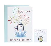 Wasise Penguin Birthday Card - Funny Birthday Card, Adorable Party Time! Penguin Cards for Him with Mini Penguins Egg, Perfect Penguins Gifts for Valentine's Day Birthdays | Includes Blank Cards