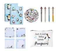 Wasise Penguin Stationery Set 8PCS - Cute Penguin Stuff with A5 Notebooks, Self-Stick Memo Pads, Stickers and Pencil Case,Perfect Present for Lovers, Women Favorite Penguins Gifts