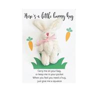 Wasise Pocket Hug - Cheer Up Small Gifts for Women, Thinking of You Bunny Rabbit Mini Gifts, Pocket Hugs for Friends, Birthday, Graduation, Valentines Gift, Women Strength Gift Cards (WHITE)