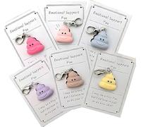 Wasise Poo Keyring - Emotional Support Poo, Poop Shaped Keyring, Funny Smile Poop Pocket Hug with Card, Encourage Gift for Boys Girls Teen, Joke Prank Present, Christmas Stocking Filler 6 PS