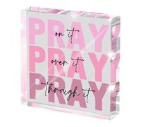 Wasise Purple Bedroom Accessories - 10X10CM Acrylic Ornaments, Christian Gifts for Women, Office Desk Accessories, Room Decor Aesthetic, House Decorations Living Room, Christian Home Decor (Pink)