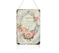 Wasise Shabby Chic Wall Decor - Vintage Bathroom Wall Art, Retro Distressed Flowers, Iron Rose Painting Garden Decorations, Vintage Cafe Decor Rustic Country Farmhouse Bathroom Metal Signs