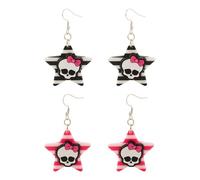 Wasise Skull Earrings - Y2K Earrings, Gothic Skull Star Earrings for Women, Gothic earring, Colorful Striped Pentagram Skeleton Dangle Drop, Gothic Jewellery for Women,Witch Earring, Aesthetic Gift