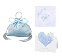 Wasise Something Blue for the Bride - Bride Gift, Blue Happy Tears Handkerchief for Bride, Happy Wedding Day Gifts, Something Blue, Floral Lace Embroidered Cotton Hankie for Mother Bachelorette Groom