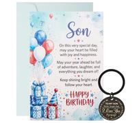 Wasise Son Birthday Card - Birthday Cards for Son, Son's Birthday Card from Mom Dad, Happy Birthdays Sons Greeting Cards with Envelope and Keychain, Heartfelt Encouragement for Adult Sons from Parents