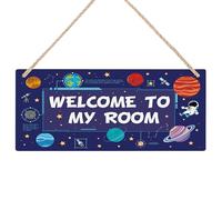 Wasise Space Bedroom Accessories - "Welcome to My Room" Man Room Decor, Man Bedroom Decor, Solar System Space Themed Accessories,Nursery Decoration Hanging Wall Art for Playroom