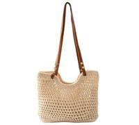 Wasise Summer Crochet Beach Bag, Lined Breathable Handbag Hollow Woven Tote | Retro Crochet Mesh Shoulder Bag, Lightweight Large-Capacity Summer Handbag for Holiday, Daily Work, Travel Shopping Tote