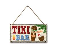 Wasise Tiki Bar Accessories -Bar Signs, Tiki Huts Decor, Open Hanging Bars, Wooden Sign Garden Bars Accessories, Beer Cocktails Beach Decoration Sign, Vintage Decorations with "ALOHA" Cocktail Designs