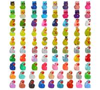 Wasise Tiny Ducks 82 Packs - Mini Resin Animals, Plastic Duck Mixed, Colorful Miniature Glow In the Dark Ducks, DIY Decorations, Homemade Keychains and Pendants, Garden Bonsai, Aquarium Decoration