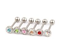 Wasise Tongue Bars - 6 Pcs Tongue Bar Piercing, Diamond Titanium Piercing Needle, 16mm Metal Straight Barbell, Hot Girls Colorful Pretty Jewelry, Body Pierce Jewelry, Nipple Ring Stainless Steel