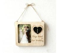 Wasise Wedding Countdown- Wedding Count Down Plaque, Engagement Gift, Weddings Countdown Chalkboard Plaque, Bridal Gifts,for Fiance Mr & Mrs Boyfriend Girlfriend, Oak Freestanding Chalkboard, With Pen