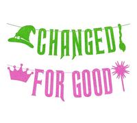 Wasise Wicked Party Decorations - Glitter Wicked Party Pull Flags, Witch Birthday Banner, Pink Green Theme Party Birthday Banner Supplies for Movie Merch Lovers,Witch decorations Room Hanging Banners