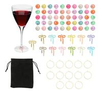Wasise Wine Glass Charms - Bow Party Decorations, DIY Glass Charms for Drinks, Drinking Buddies Markers, WineTags Party Wineglass Markers for Hen Bar Drink Parties Cocktail Goblet Decor