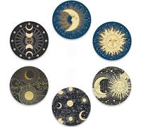 Wasise Witchy Coasters - Moon Phases Coasters, Gothic Coaste, Round Coaste, Witchy Gifts for Women, Cork Base, for Cold Drinks, Mugs, Apartment, Office, Rustic, Home Decor Gifts