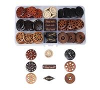 Wasise Wooden Buttons - 100PCS Buttons for Baby Cardigans, DIY Handmade Clothing Accessories, Button for Sewing, Big Funky Button, Vintage Round Wooden Sewing Decor for Clothin Shirt Knitted Items