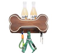 Wasisie Dog Lead Hooks - Bone-Shaped Dog Hooks for Wall, Wooden Wall-Mounted Dogs Lead Hook with 4 Hooks, Dogs Leash Hanger Wall Mounted for Leashes Keys Toys, Pet Walls Mount Hangers for Front Door