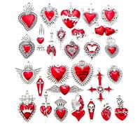 Wasisie Gothic Charms - 28PCS Charm for Jewellery Making, Skull Heart Pendants, Punk Charms, Gothic Charm, Cross Skull Tombstone Heart Pendants, Dark Aesthetic DIY Earrings Bracelet Necklace Craft