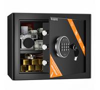WASJOYE 31L Safe and Lock Box, Money Cash Deposit Box, Safety Box with Digital Keypad Double Keys,Wall or Cabinet Anchoring Design for Home Office Hotel Business
