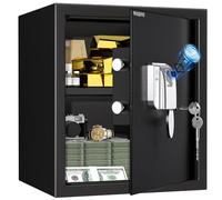 WASJOYE 43L Fingerprint Biometric Safe Box (40 * 37 * 31cm) | Personal Home Security Safe with Safety Fingerprint Key Lock for Office Hotel Jewelry Gun Safe Storage