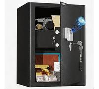 WASJOYE 57L Fingerprint Safe for Home, Biometric Safe Box with Drawer and Fingerprint Key Lock, Cabinet Security Safe for Hotel Office Money Jewelry Pistol Documents-50x37x31cm