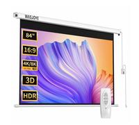 WASJOYE 84"Motorized Projector Screen Electric Diagonal Automatic Projection 16:9 8K HD Movies Screen for Home Theater Cinema Office Video Game Indoor W/Remote Control and Wall/Ceiling Mount