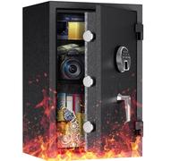 WASJOYE 99L Biometric Fireproof Safe, Fingerprint Furniture Safe with Digital Keyboard and Type-C Charging, Safe Box Waterproof for Documents & Cash, Safe for Home, Hotel
