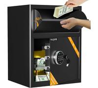 WASJOYE Depository Drop Cabinet Safe - 70L Large Size with Digital Keypad Lock and Anti Theft, Business Security Safe Box with Alarm Function, Large Drop Slot Box for Cash Slip Office Home