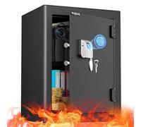 WASJOYE Fingerprint Fireproof Safe for Home, Biometric Safe Box with Fireproof Drawer and Fingerprint Key Lock, Cabinet Security Safe for Hotel Office Money Jewelry Pistol Documents,50L (50x37x31cm)