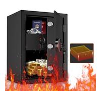 WASJOYE Fireproof Safe box for Home, 57L Large Tall Safe with Fireproof Drawer, Digital Keypad and Key, Cabinet Security Safe for Home Hotel Office Money Jewelry Pistol Medicines Documents(50x37x31cm)