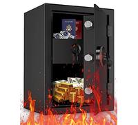 WASJOYE Fireproof Safe box for Home, Large Tall with Drawer, Digital Keypad and Key, Cabinet Security Home Hotel Office Money Jewelry Pistol Medicines Documents,47L(50x37x31cm) (Se-F50-EO)