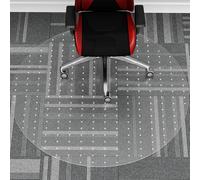 WASJOYE Office Chair Mat for Carpeted, 90x90 cm Round Floor Protectors Mats, PVC Carpet Protector Rug Mat with Non-Slip Studded, 2.2mm Thick Round Heavy Duty for Home Computer Desk Rolling Chair