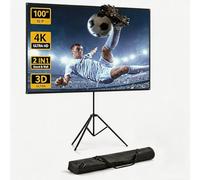 WASJOYE Projector Screen and Stand,100 Inch 16:9 Outdoor Projector Screen,Wind-resistant Design for Projection Screen Outdoor,With Ropes and Spikes,Idea for Home Cinema, Backyard Party
