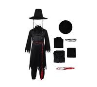 Waslary Jinu Cosplay Costume Black Long Vest Top Pants Set Korean Traditional Hanbok with Top Hat Anime Halloween Costumes for Boys Girls
