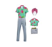 Waslary Saja Abby Cosplay Costume Anime Outfits with Wig Men's Printed Casual Shirt Pants Hawaiian Vacation Style T-shirt Band Idol Star Costume