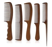WASLIME 5PCS Combs, Heat Resistant and Anti-Static Combs for Men, Wowen Professional Fine Parting Comb Set with Wooden Grain, Premium Grade for All Hair Types - Parting Teasing and Styling