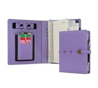 WASON A5 Diary PU Leather Composition Notebook Ruled Binder Journal with Pen, Refillable Paper, Removable Clipboard Portfolio, Notepad for Business Travel School Planner Organizer (Purple)