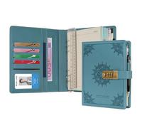 WASON Diary with Lock A5 Binder Ruled Spiral Notebook Journal Planner Portfolio and Refillable Writing Lined Paper Notepad, Pen, Clipboard Organizer For Ideal Business, School & Travel (Cyan)